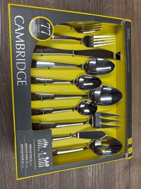 Cambridge 77-Piece Stainless Steel Flatware Set in Silver